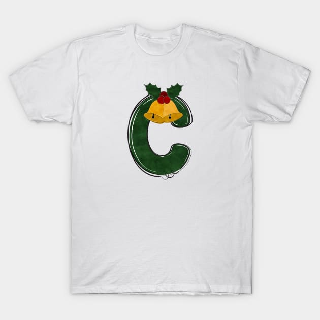 Letter C - Christmas Letter T-Shirt by Pop Cult Store